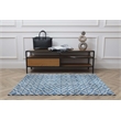 Linon Motif Printed Faux Rabbit Linear Polyester 3'x5' Accent Rug in Blue