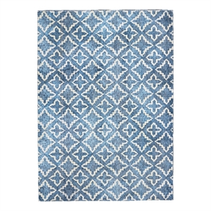 linon motif printed faux rabbit linear polyester 3'x5' accent rug in blue