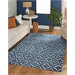 Linon Motif Printed Faux Rabbit Linear Polyester 5'x7' Area Rug in Blue