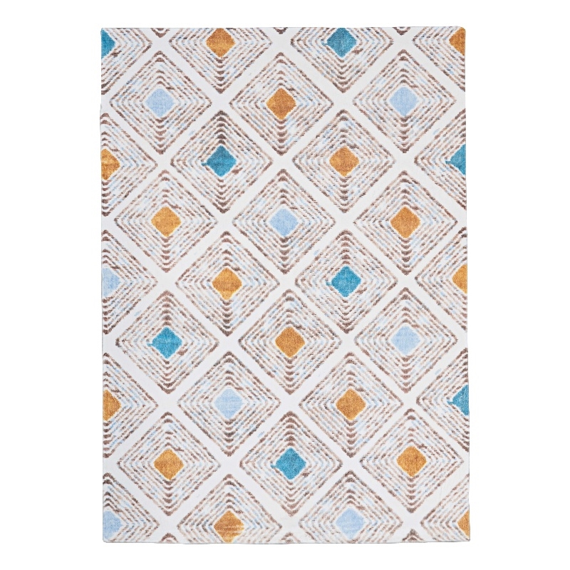 Linon Motif Printed Faux Rabbit Blinx Polyester 3'x5' Accent Rug in Ivory