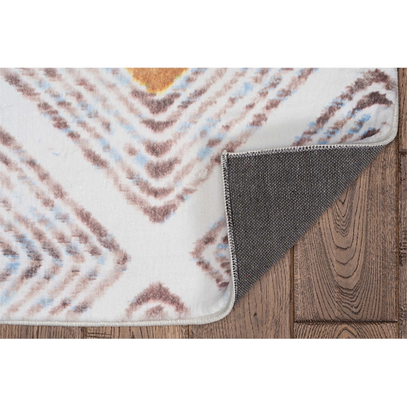 Linon Motif Printed Faux Rabbit Blinx Polyester 8'x10' Area Rug in Ivory