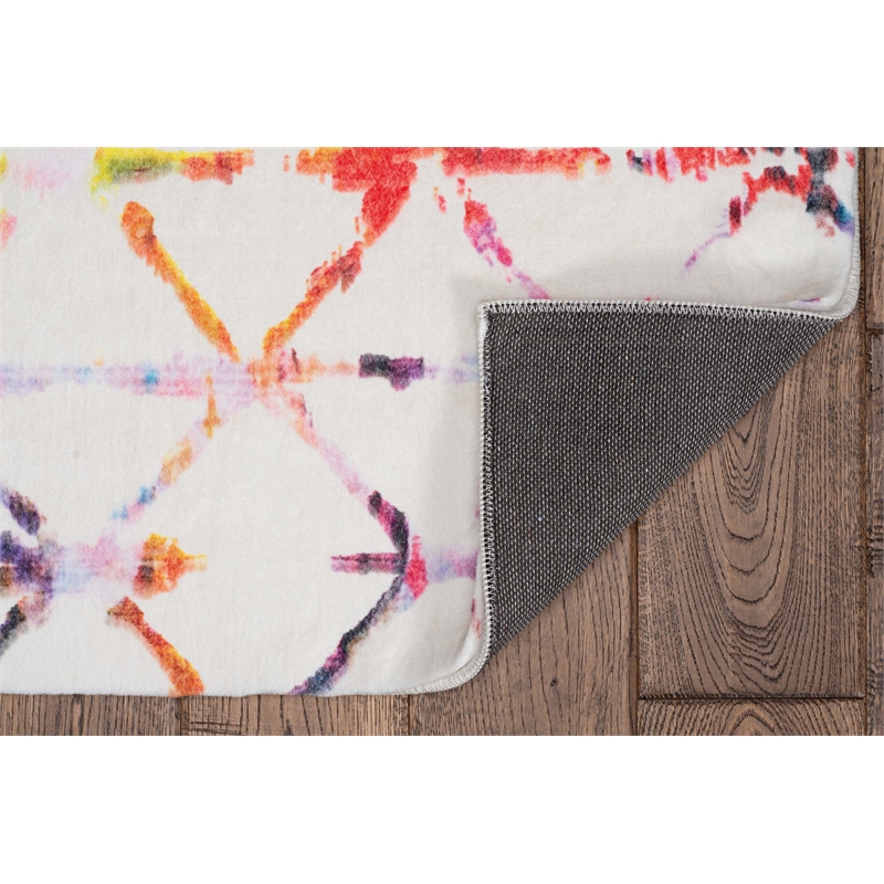 Linon Motif Printed Faux Rabbit Felix Polyester 5'x7' Area Rug in Ivory