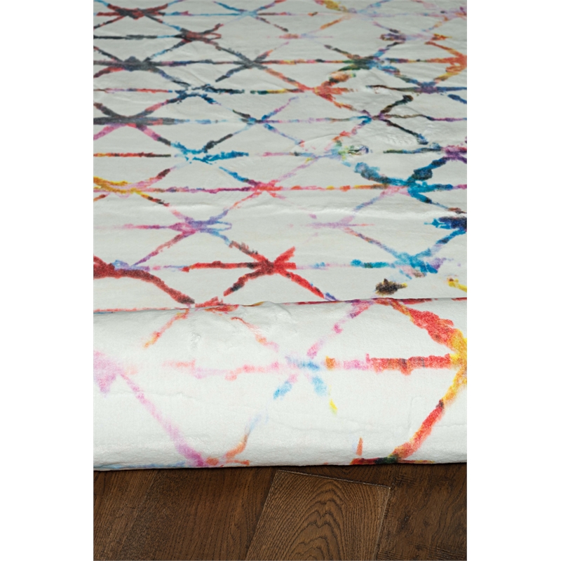 Linon Motif Printed Faux Rabbit Felix Polyester 5'x7' Area Rug in Ivory