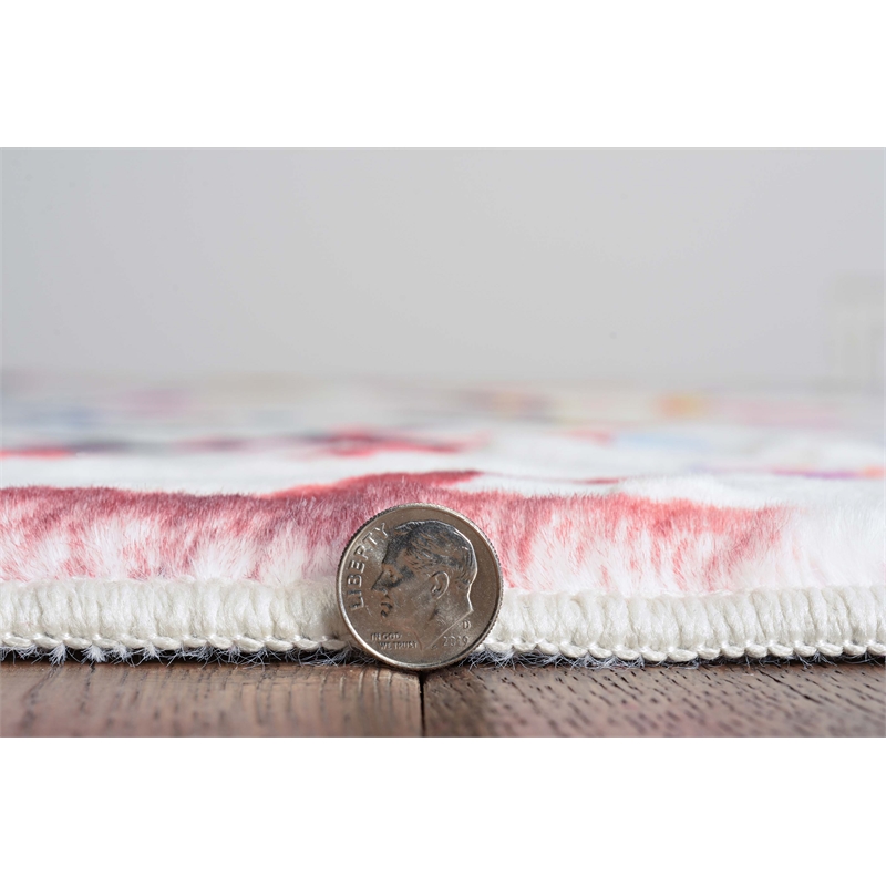 Linon Motif Printed Faux Rabbit Felix Polyester 5'x7' Area Rug in Ivory