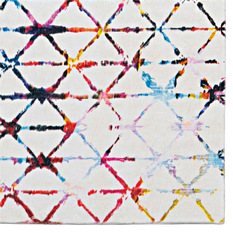 Linon Motif Printed Faux Rabbit Felix Polyester 8'x10' Area Rug in Ivory