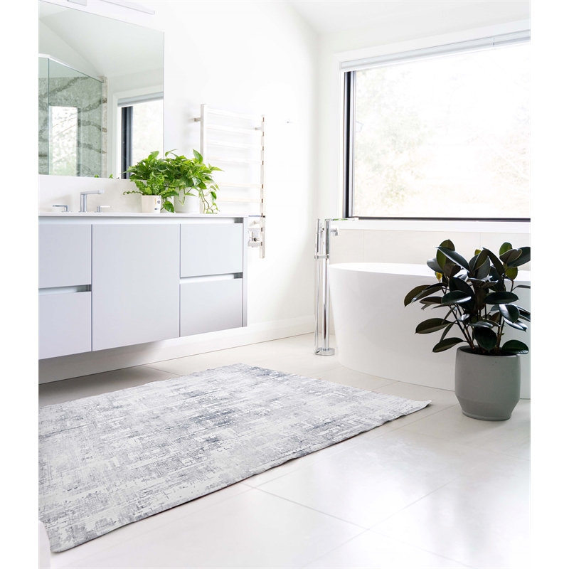 Linon Motif Printed Faux Rabbit Domo Polyester 3'x5' Accent Rug in Ivory