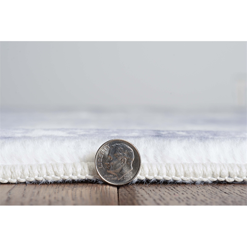 Linon Motif Printed Faux Rabbit Domo Polyester 8'x10' Area Rug in Ivory