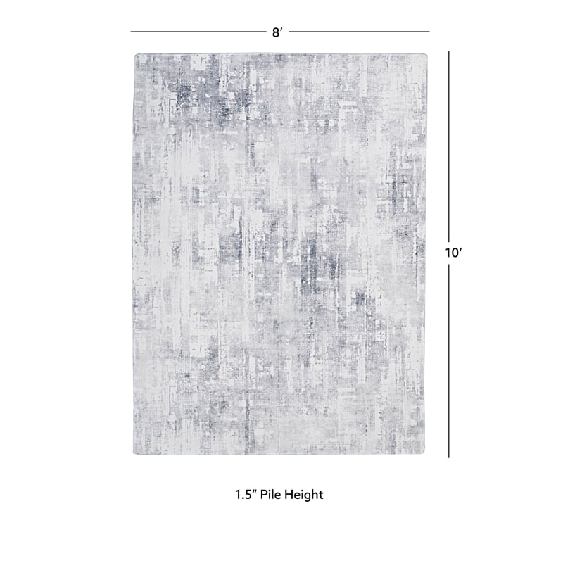 Linon Motif Printed Faux Rabbit Domo Polyester 8'x10' Area Rug in Ivory