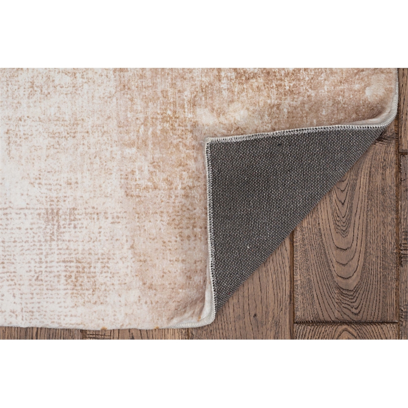 Linon Motif Printed Faux Rabbit Simone Polyester 3'x5' Accent Rug in Ivory