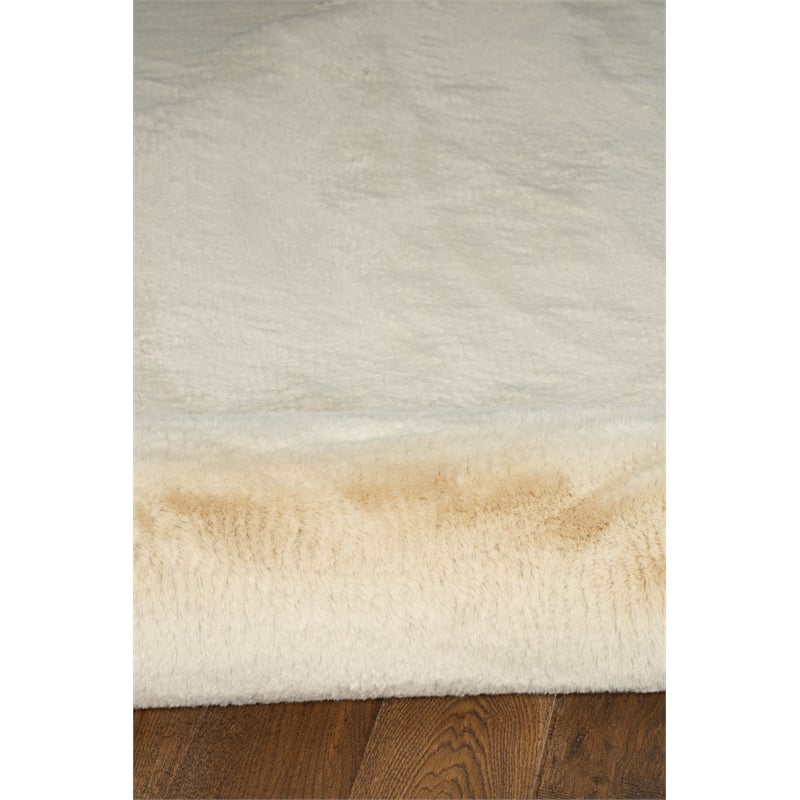 Linon Maven Faux Rabbit Polyester 5'x7' Area Rug in Tan