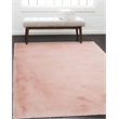 Linon Maven Faux Rabbit Polyester 5'x7' Area Rug in Pink