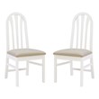 Linon Jerrie Set of 2 Beige Faux Leather Slat Back Dining Chairs in White Wood