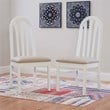 Linon Jerrie Set of 2 Beige Faux Leather Slat Back Dining Chairs in White Wood