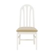Linon Jerrie Set of 2 Beige Faux Leather Slat Back Dining Chairs in White Wood