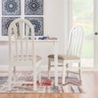 Linon Jerrie Set of 2 Beige Faux Leather Slat Back Dining Chairs in White Wood