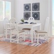 Linon Jerrie Set of 2 Beige Faux Leather Slat Back Dining Chairs in White Wood