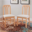 Linon Darlie Set of 2 Slat Back Dining Chairs Beige Padded Seat in Natural Wood