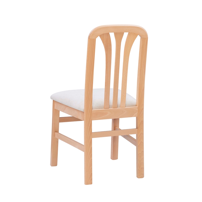 Linon Darlie Set of 2 Slat Back Dining Chairs Beige Padded Seat in Natural Wood