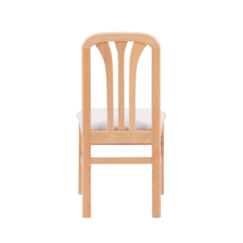 Linon Darlie Set of 2 Slat Back Dining Chairs Beige Padded Seat in Natural Wood