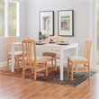 Linon Darlie Set of 2 Slat Back Dining Chairs Beige Padded Seat in Natural Wood
