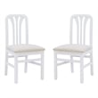 Linon Darlie Set of 2 Dining Chairs Grey Upholstered Seat in White Beechwood