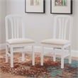 Linon Darlie Set of 2 Dining Chairs Grey Upholstered Seat in White Beechwood