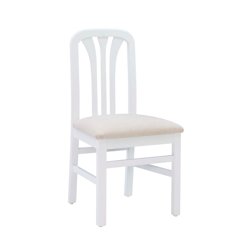 Linon Darlie Set of 2 Dining Chairs Grey Upholstered Seat in White Beechwood