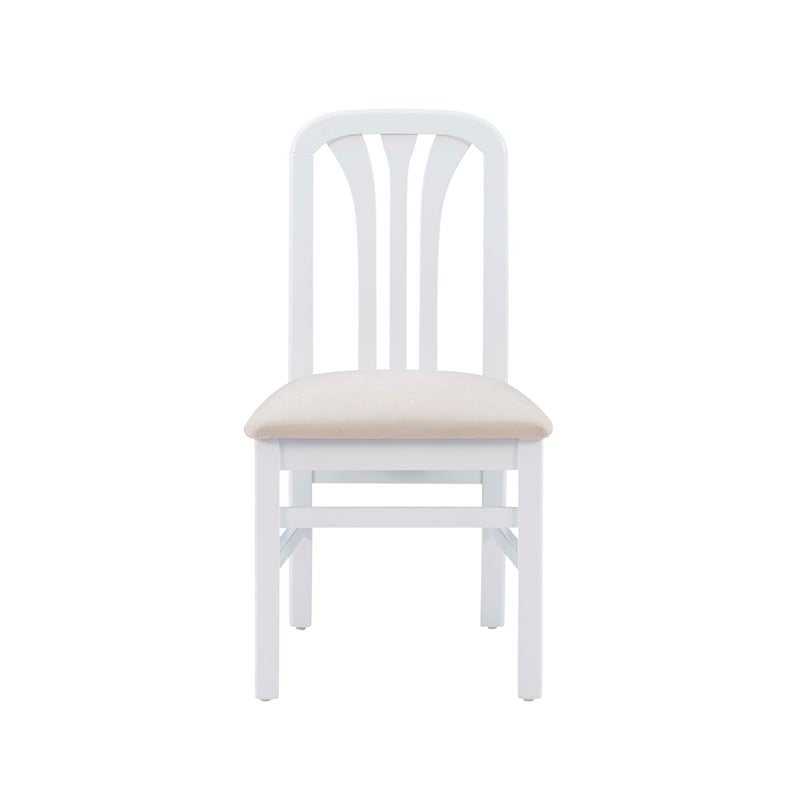 Linon Darlie Set of 2 Dining Chairs Grey Upholstered Seat in White Beechwood