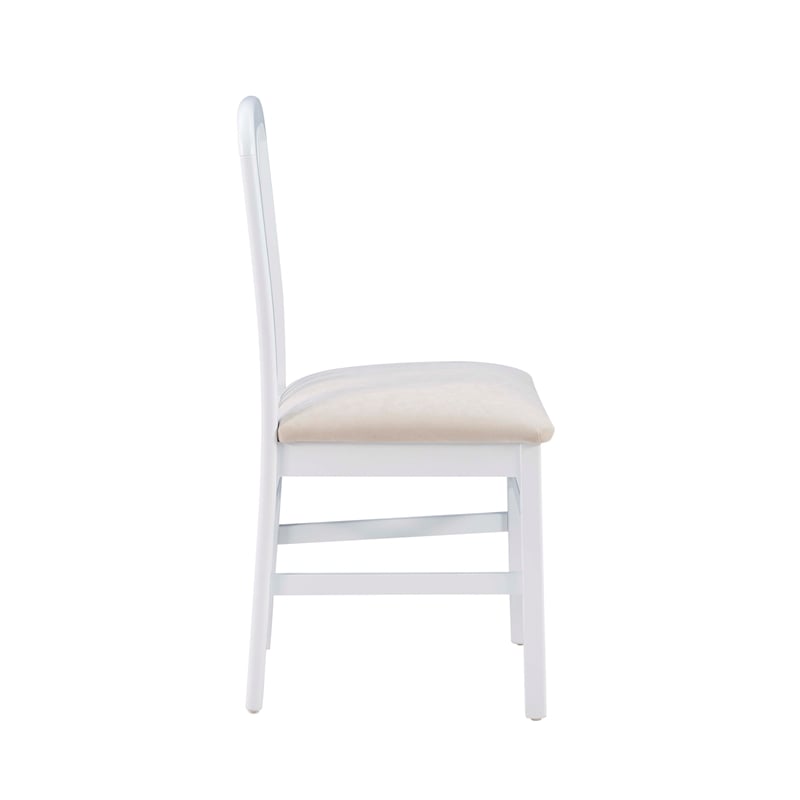 Linon Darlie Set of 2 Dining Chairs Grey Upholstered Seat in White Beechwood