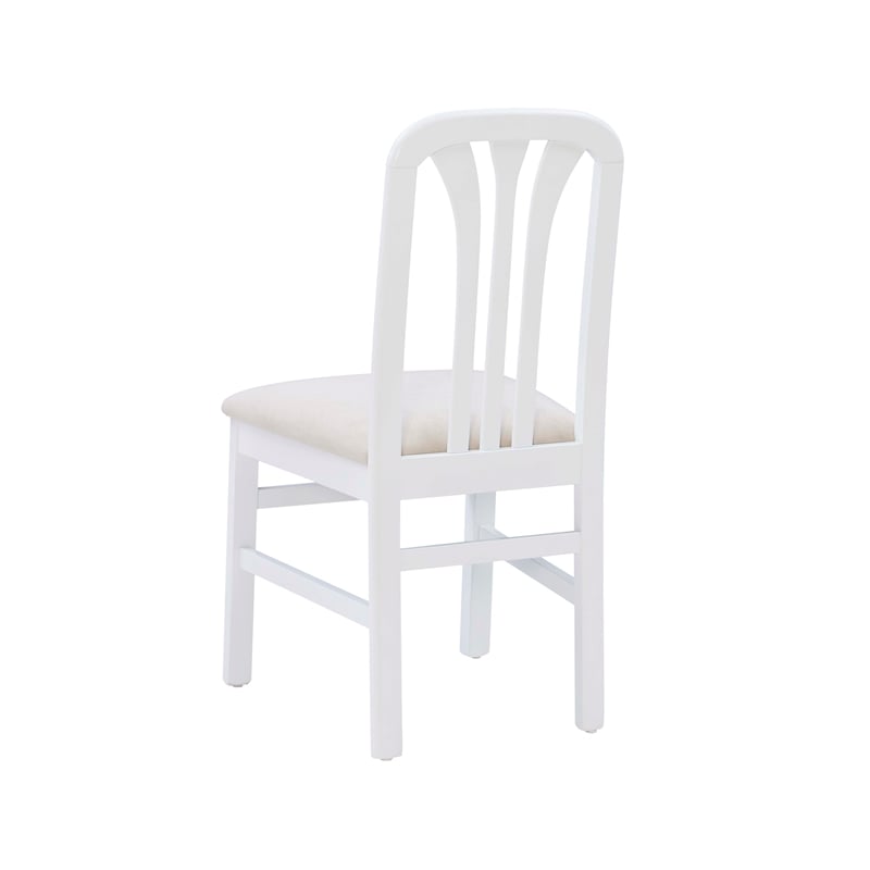 Linon Darlie Set of 2 Dining Chairs Grey Upholstered Seat in White Beechwood