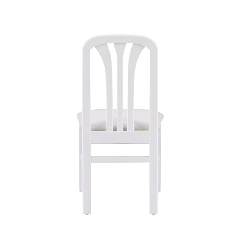 Linon Darlie Set of 2 Dining Chairs Grey Upholstered Seat in White Beechwood
