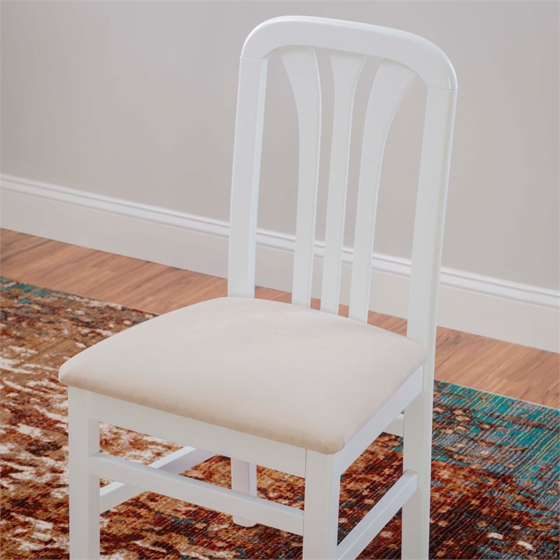 Linon Darlie Set of 2 Dining Chairs Grey Upholstered Seat in White Beechwood