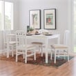 Linon Darlie Set of 2 Dining Chairs Grey Upholstered Seat in White Beechwood