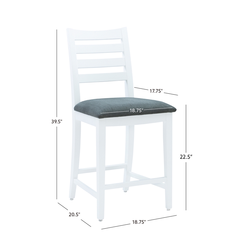 Linon Elder Beechwood Counter Stools Set of 2 With Upholstered Seat in White