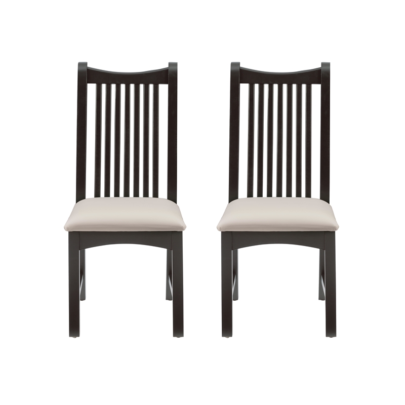 Linon Maldon Beechwood Chairs Set of 2 With Upholstered Seat in Black