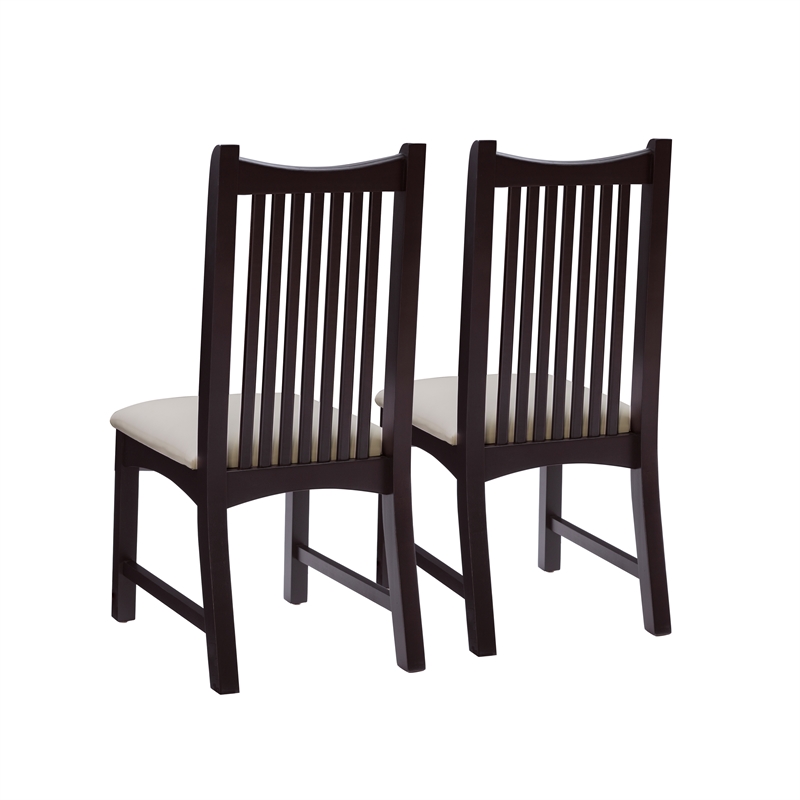 Linon Maldon Beechwood Chairs Set of 2 With Upholstered Seat in Black