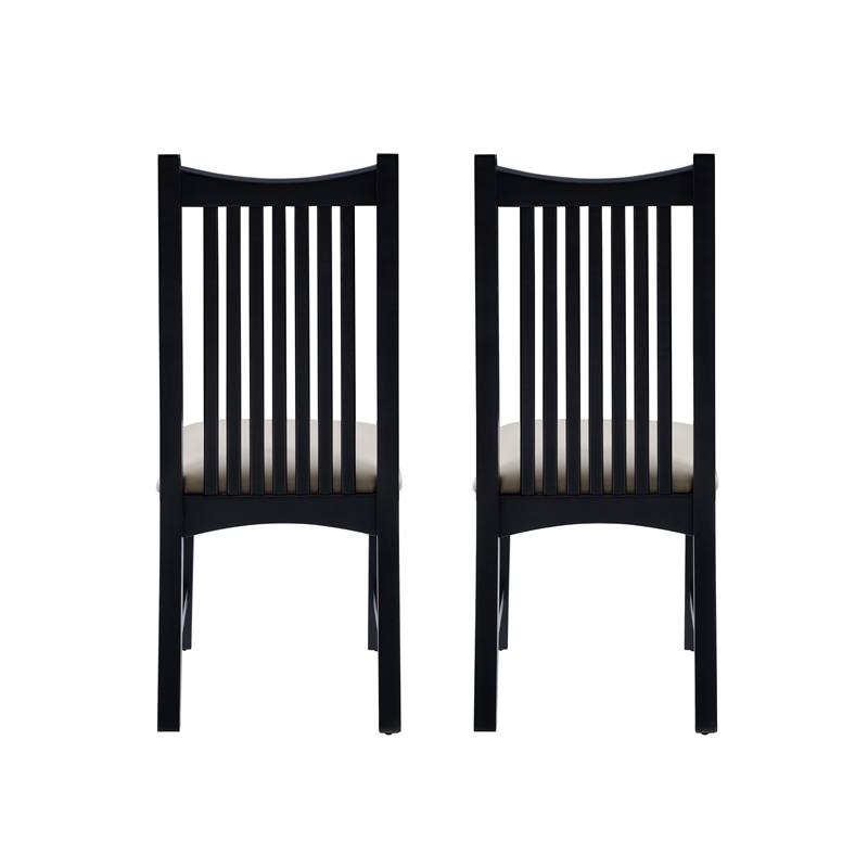 Linon Maldon Beechwood Chairs Set of 2 With Upholstered Seat in Black