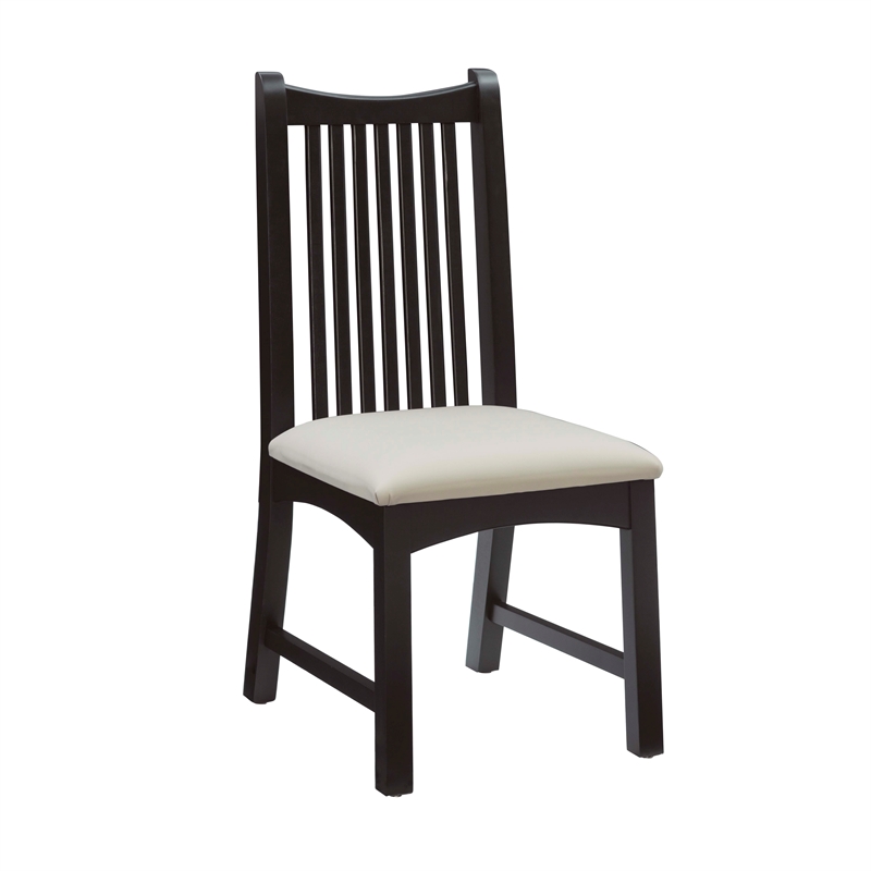 Linon Maldon Beechwood Chairs Set of 2 With Upholstered Seat in Black