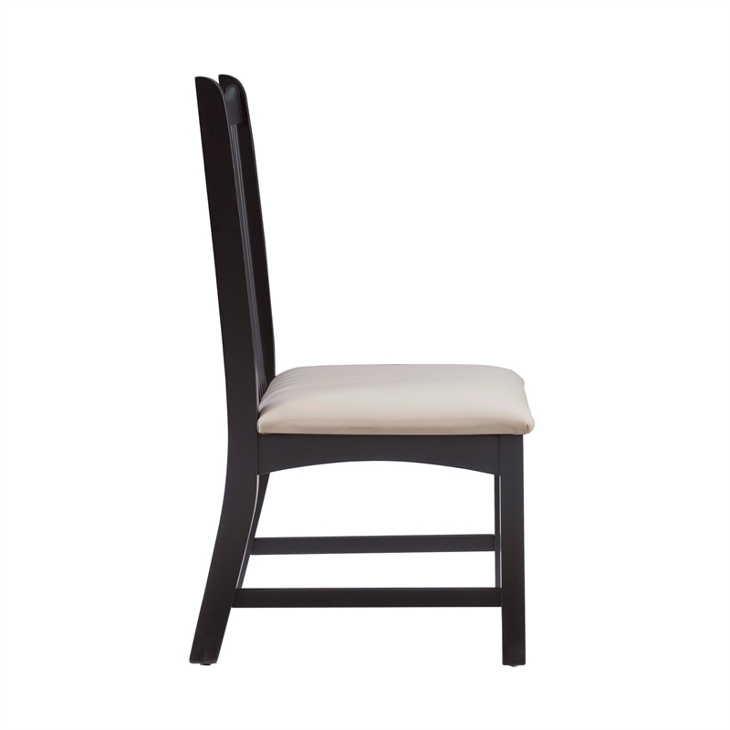 Linon Maldon Beechwood Chairs Set of 2 With Upholstered Seat in Black