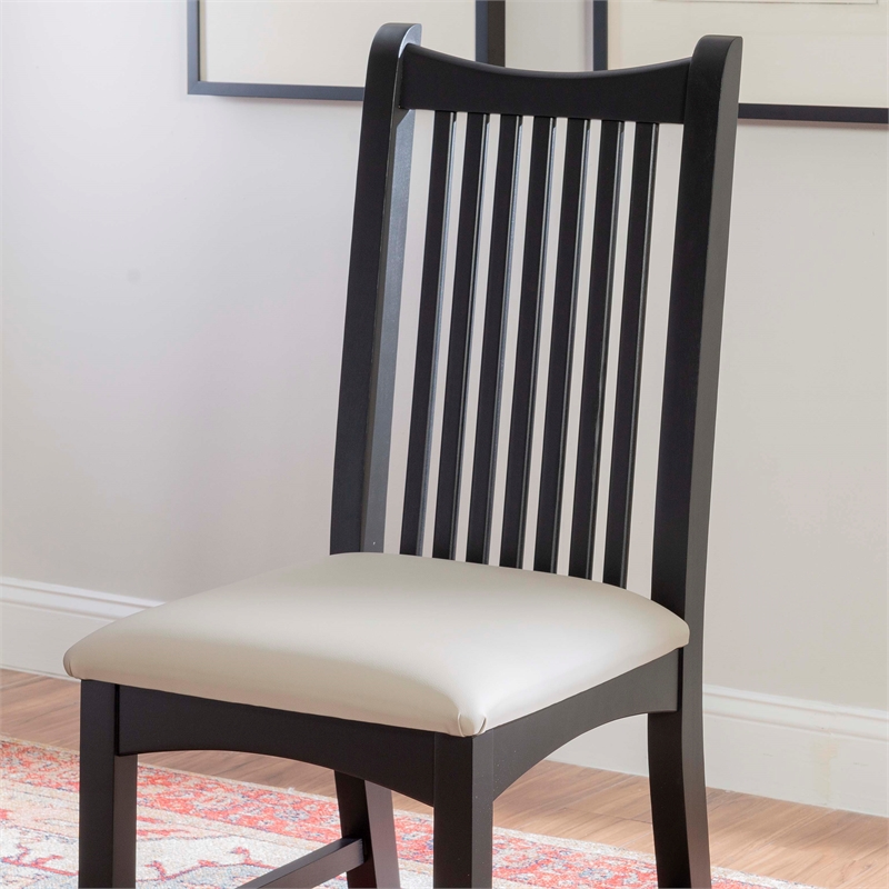 Linon Maldon Beechwood Chairs Set of 2 With Upholstered Seat in Black