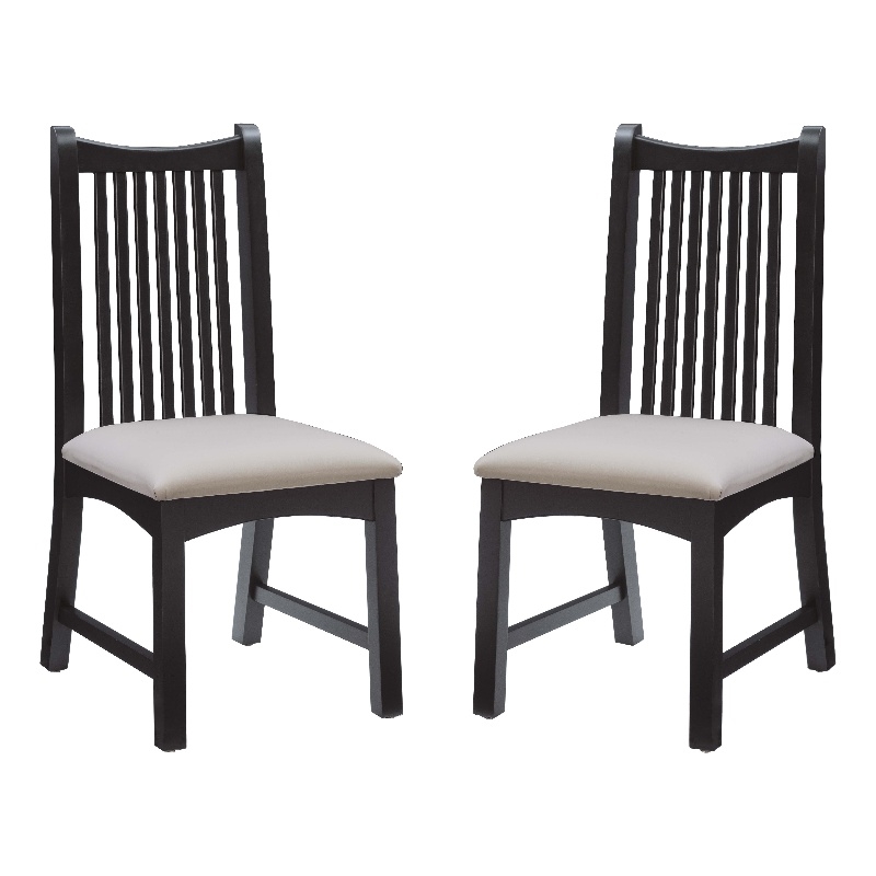 Linon Maldon Beechwood Chairs Set of 2 With Upholstered Seat in Black