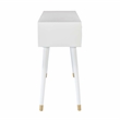 Linon Alick Wood Geo Texture Console Table Drawers Gold Hardware in Glossy White