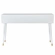 Linon Alick Wood Geo Texture Console Table Drawers Gold Hardware in Glossy White