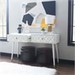 Linon Alick Wood Geo Texture Console Table Drawers Gold Hardware in Glossy White