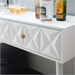 Linon Alick Wood Geo Texture Console Table Drawers Gold Hardware in Glossy White
