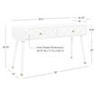 Linon Alick Wood Geo Texture Console Table Drawers Gold Hardware in Glossy White