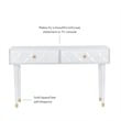 Linon Alick Wood Geo Texture Console Table Drawers Gold Hardware in Glossy White