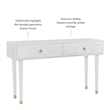 Linon Alick Wood Geo Texture Console Table Drawers Gold Hardware in Glossy White