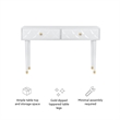 Linon Alick Wood Geo Texture Console Table Drawers Gold Hardware in Glossy White