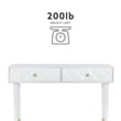 Linon Alick Wood Geo Texture Console Table Drawers Gold Hardware in Glossy White